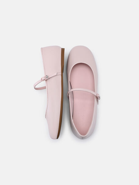 Claude Leather Mary Jane Flats, Light Pink, hi-res