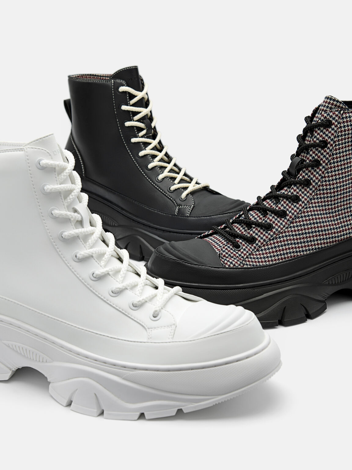 Men's Hybrix Lace-Up Boots, White, hi-res