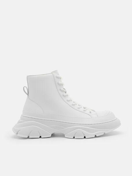 Hybrix Lace-Up Boots, White, hi-res