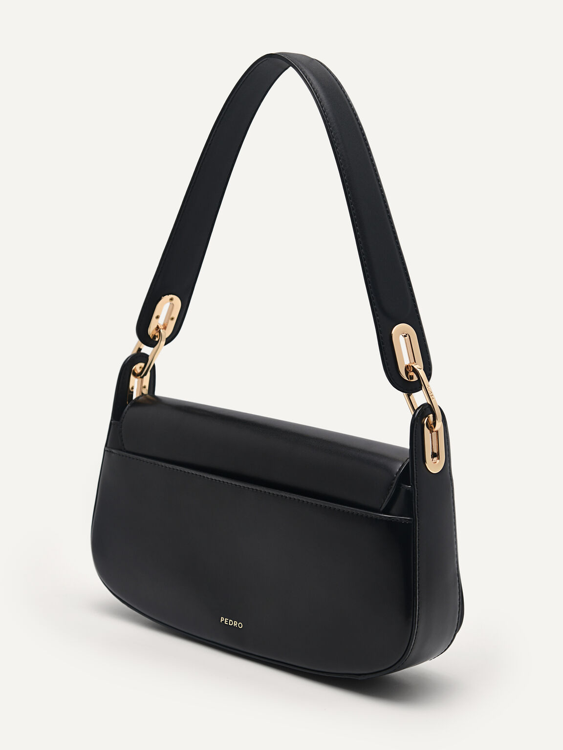 PEDRO Studio Rift Leather Shoulder Bag, Black, hi-res