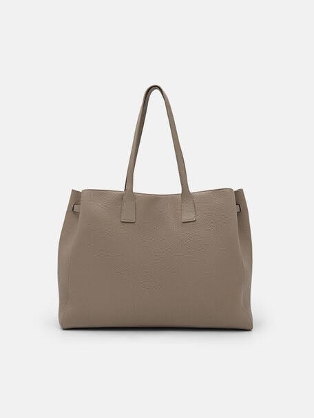 T&uacute;i tote phom chữ nhật Demi Oversized, N&acirc;u X&aacute;m, hi-res