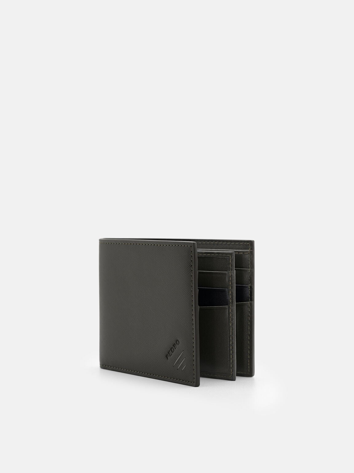 Leather Bi-Fold Flip Wallet, Olive, hi-res
