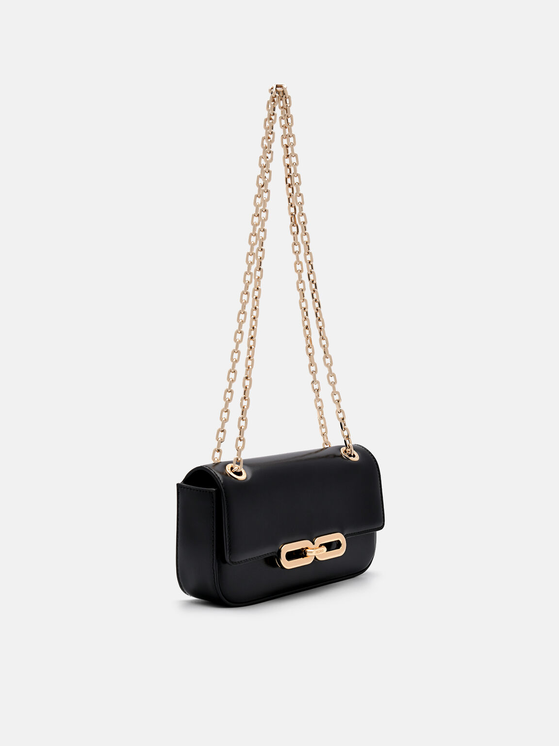 Túi đeo vai phom chữ nhật nắp gập Studio Kate Leather, Đen, hi-res