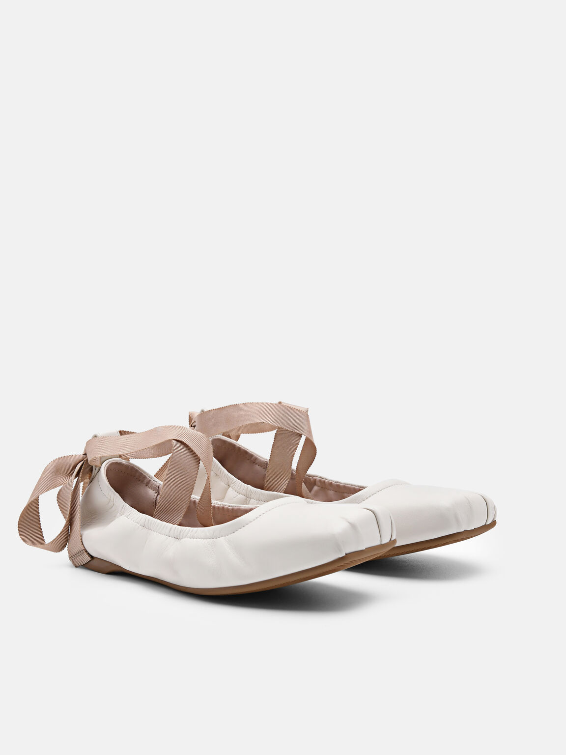 Lexa Leather Ballerina Flats, Chalk, hi-res