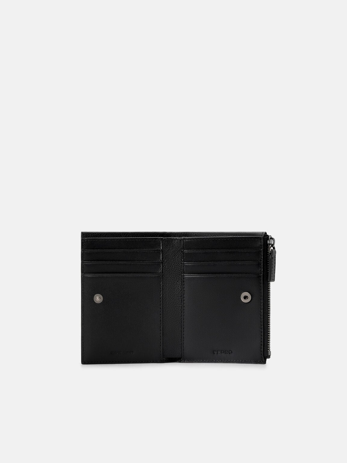 V&iacute; đựng thẻ gập đ&ocirc;i Leather, Đen v&acirc;n, hi-res