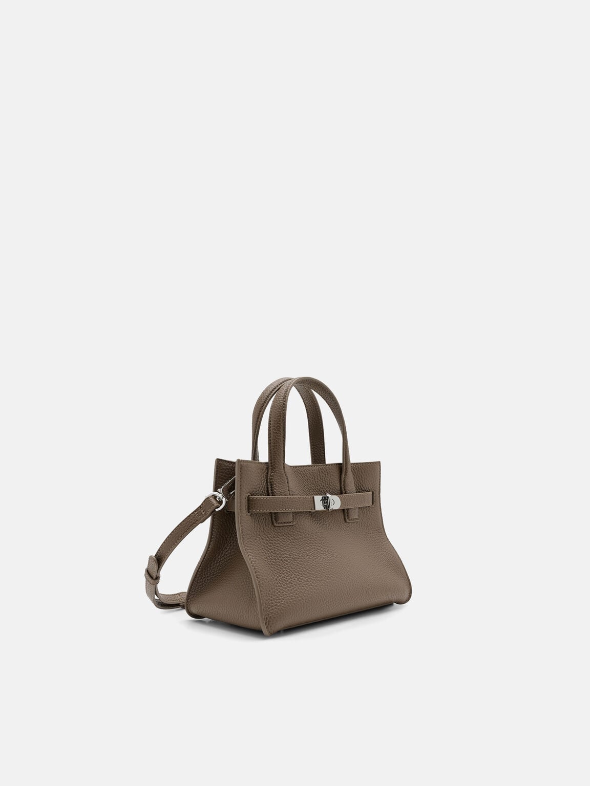Danielle Small Leather Handbag, Dark Taupe Tumble, hi-res