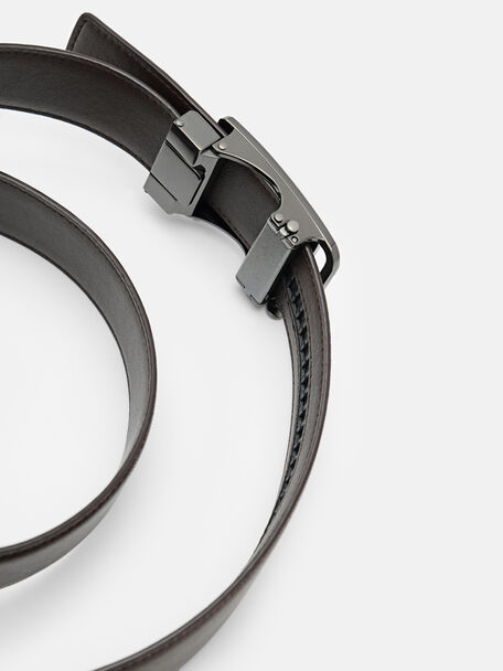 Thắt lưng bản vừa Leather Automatic, N&acirc;u Đậm, hi-res