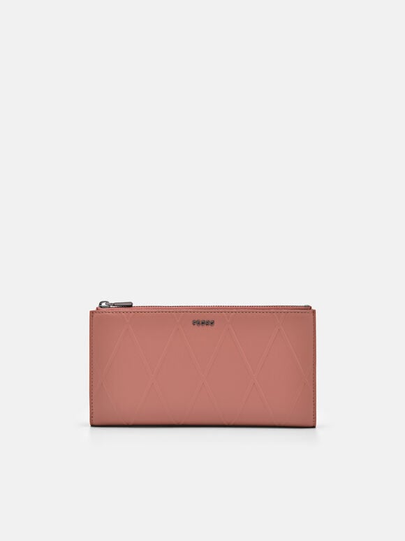 Leather Bi-Fold Long Wallet, Blush, hi-res