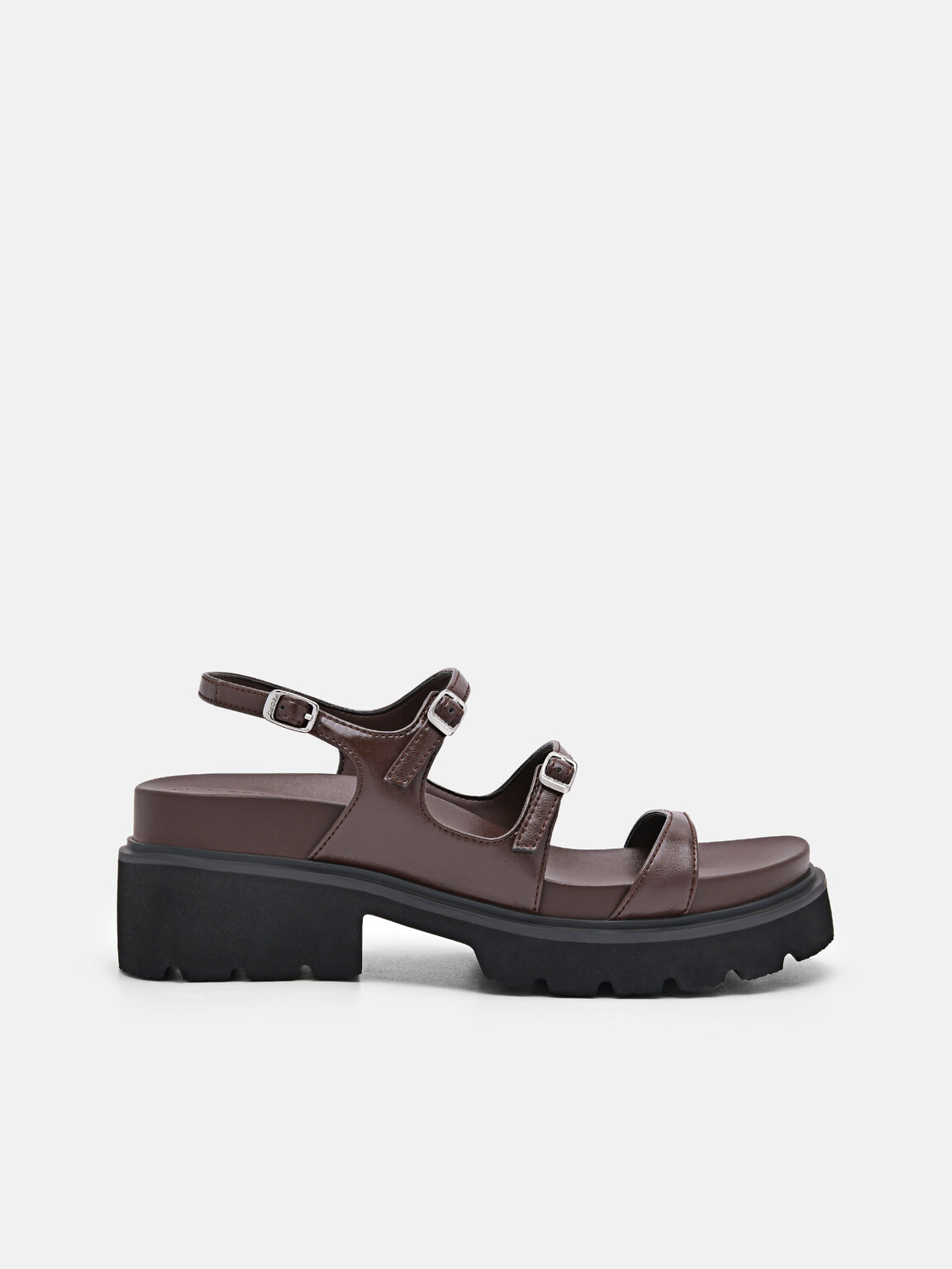 Giày sandals đế cao Chunky, Nâu Đậm, hi-res
