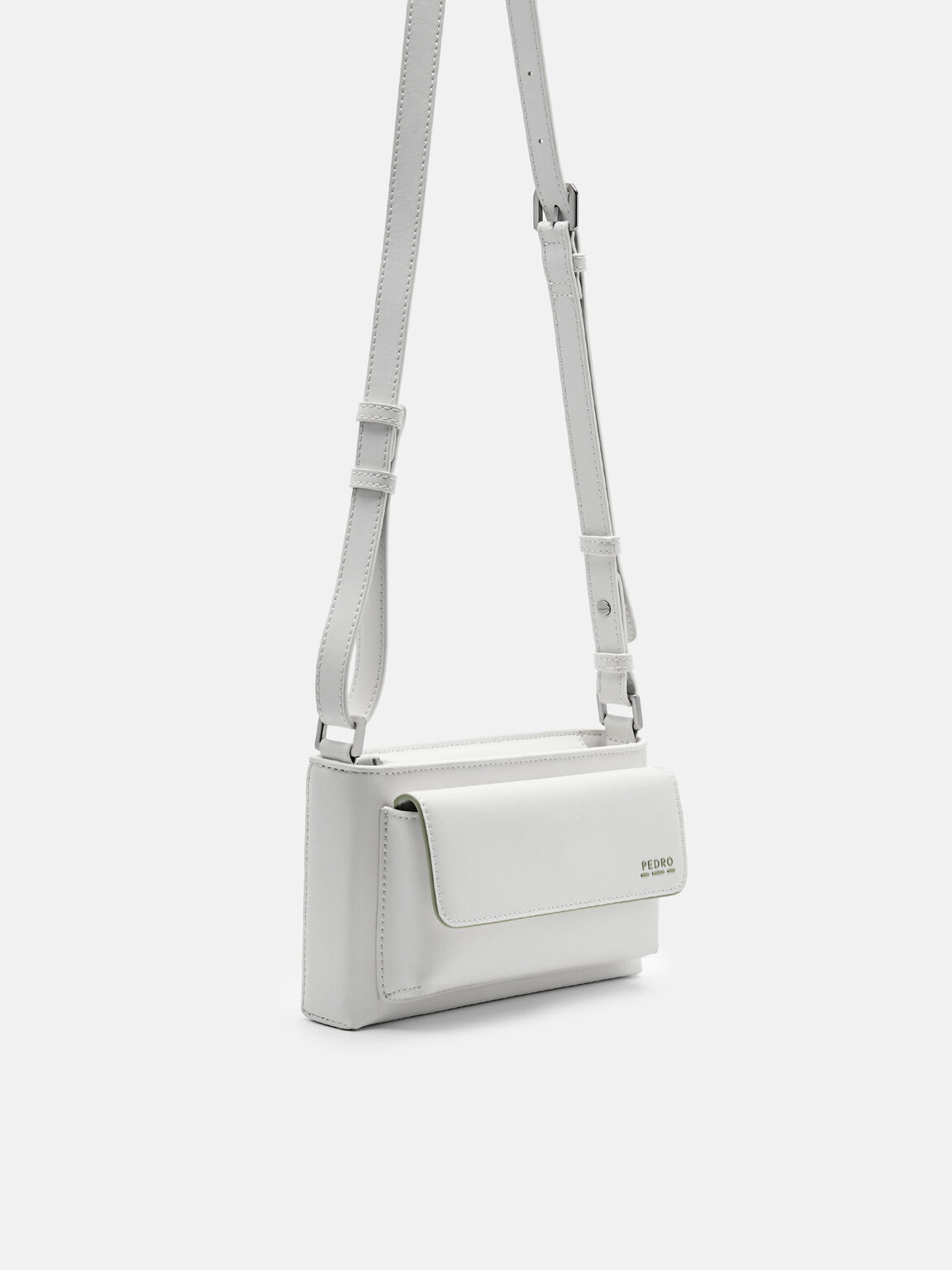 rePEDRO Recycled Leather Mini Sling Bag, White, hi-res