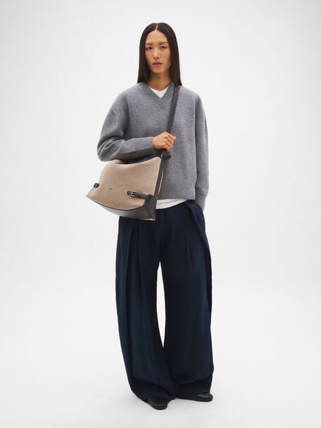 Tate Suede Hobo Bag, Taupe Suede, hi-res
