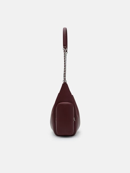 Drawstring Bucket Bag, Burgundy, hi-res