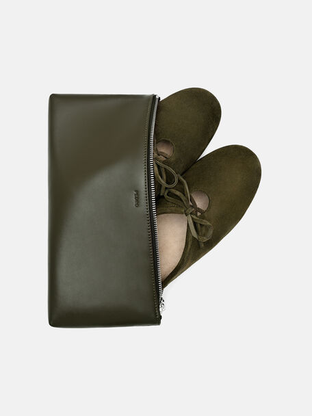 Elise Suede Mules, Olive, hi-res