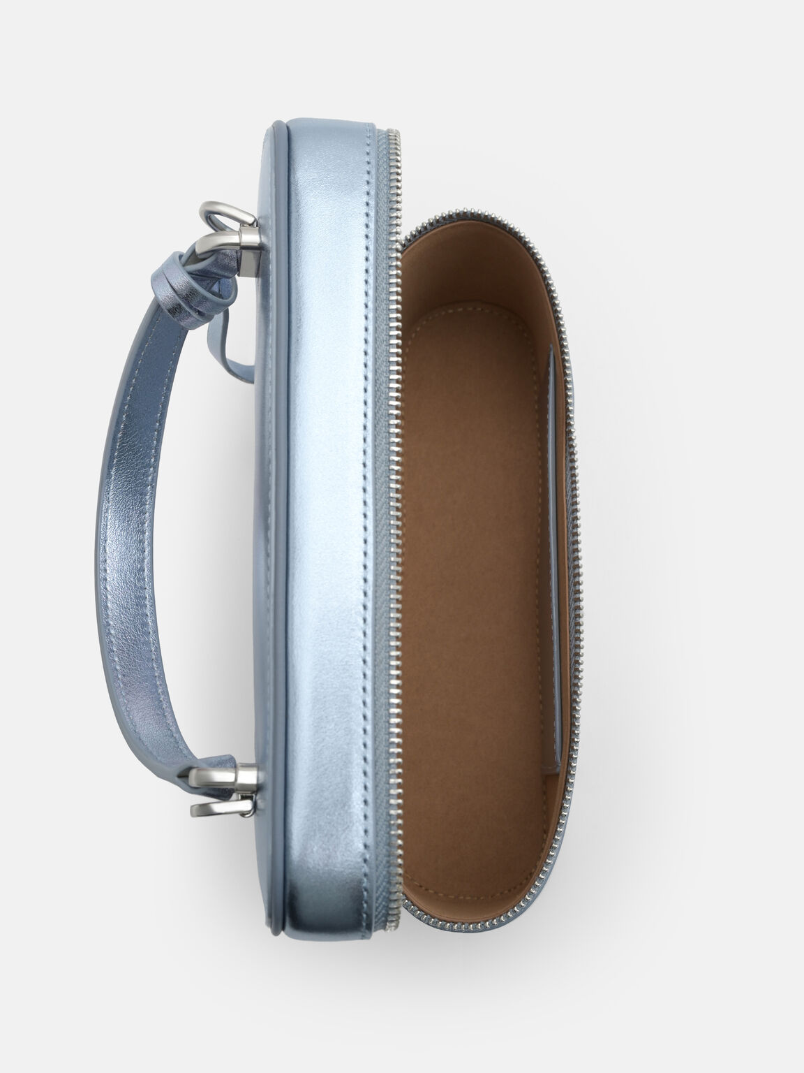 Ari Leather Shoulder Bag, Light Blue Metallic, hi-res