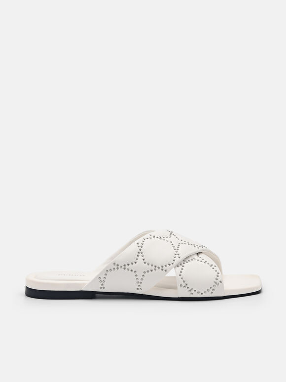 Maggie Slip-On Sandals, White