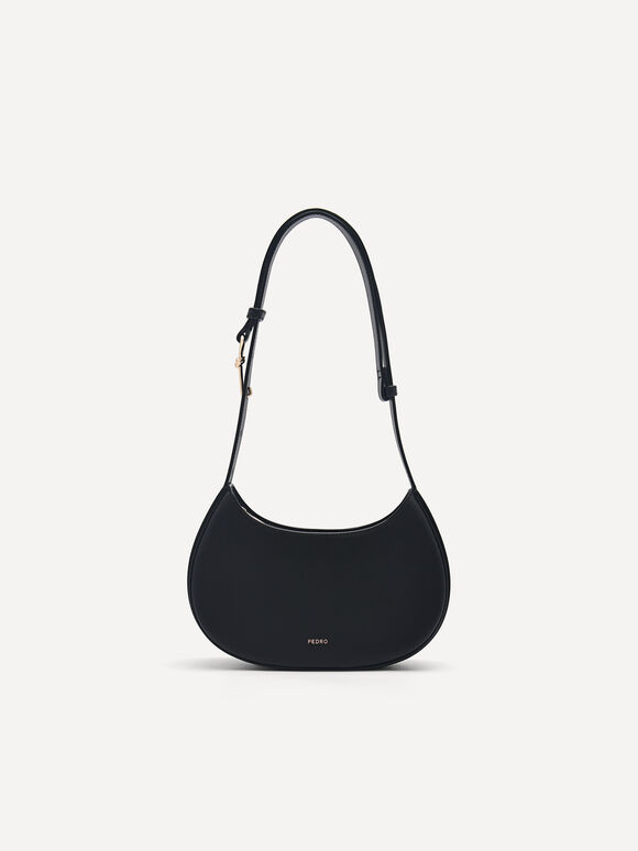 Túi đeo vai hình bán nguyệt Carolyn Crescent, Đen, hi-res