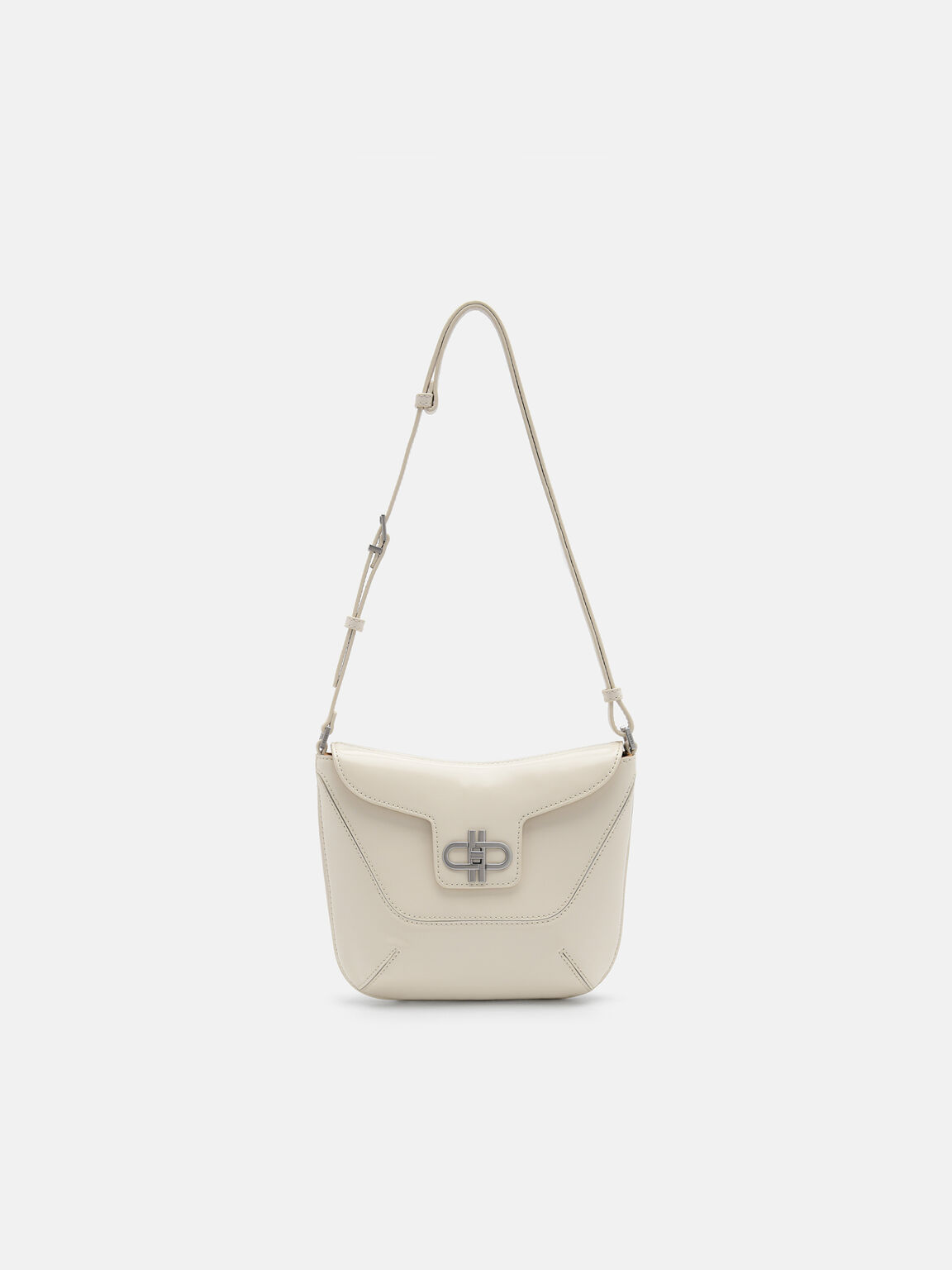Túi đeo vai phom chữ nhật Icon Leather Satchel, Phấn, hi-res