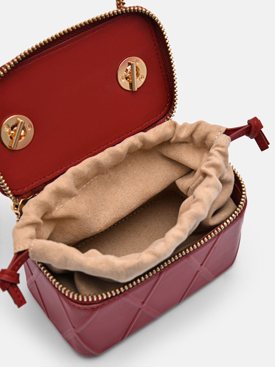 Túi xách hình hộp chữ nhật Ari Leather Mini Vanity, Đỏ Rượu Vang