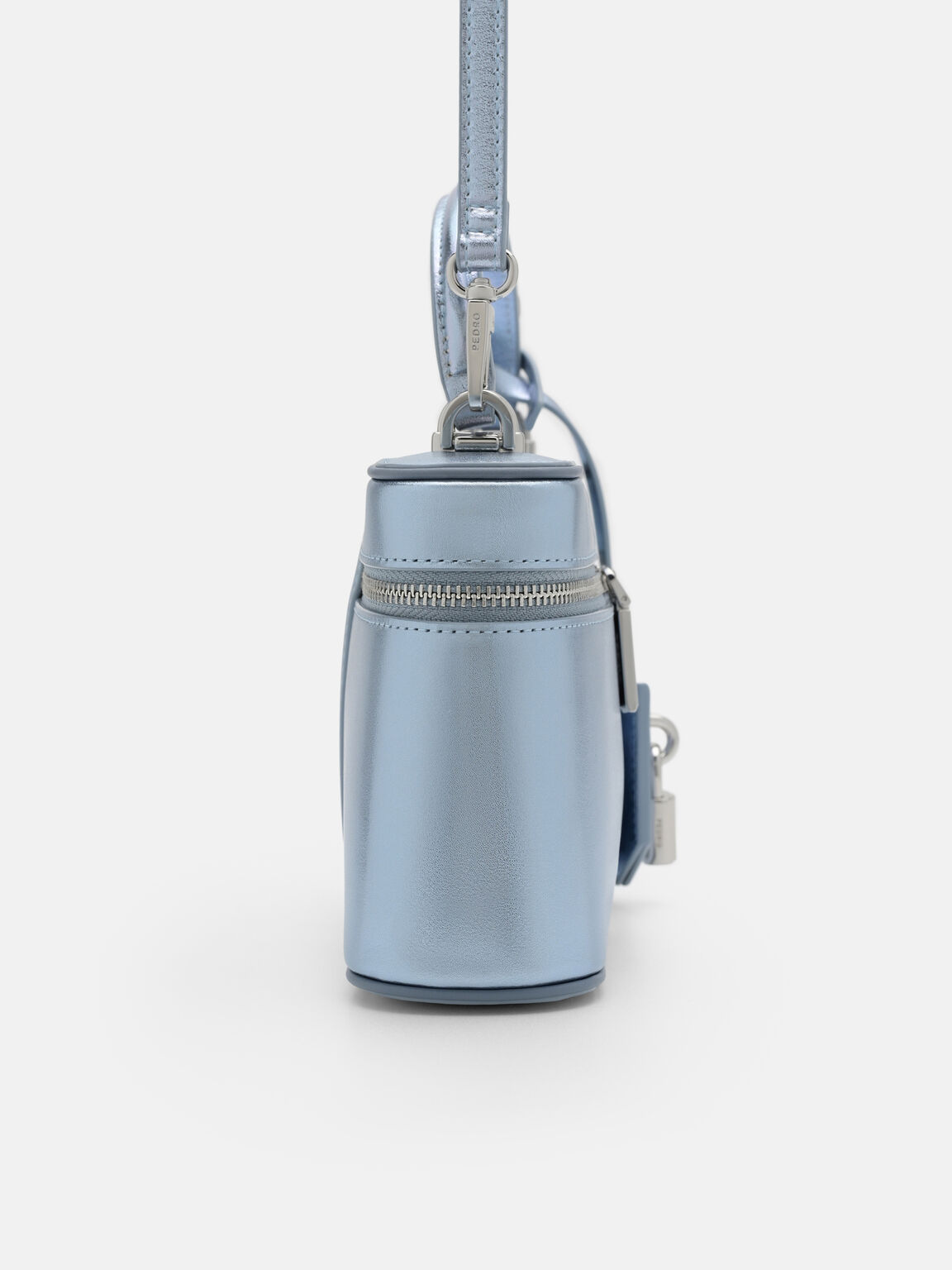Ari Leather Shoulder Bag, Light Blue Metallic, hi-res
