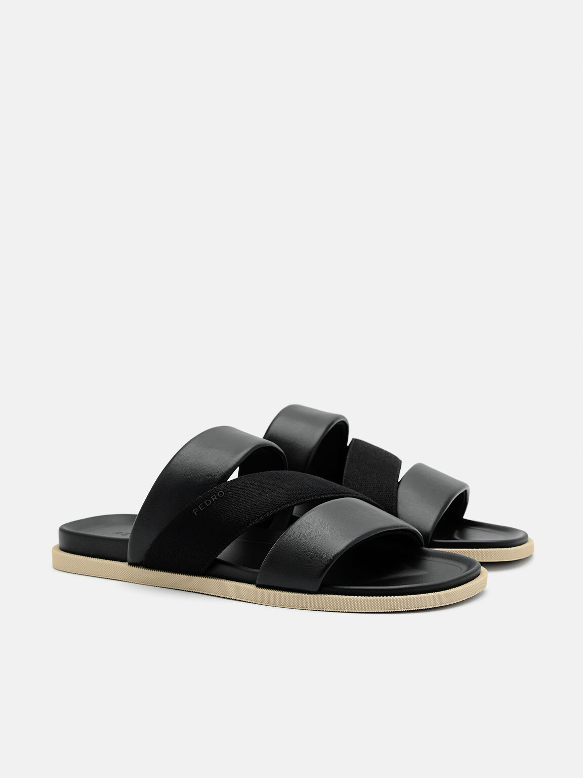 Tri-Band Slide Sandals, Black, hi-res