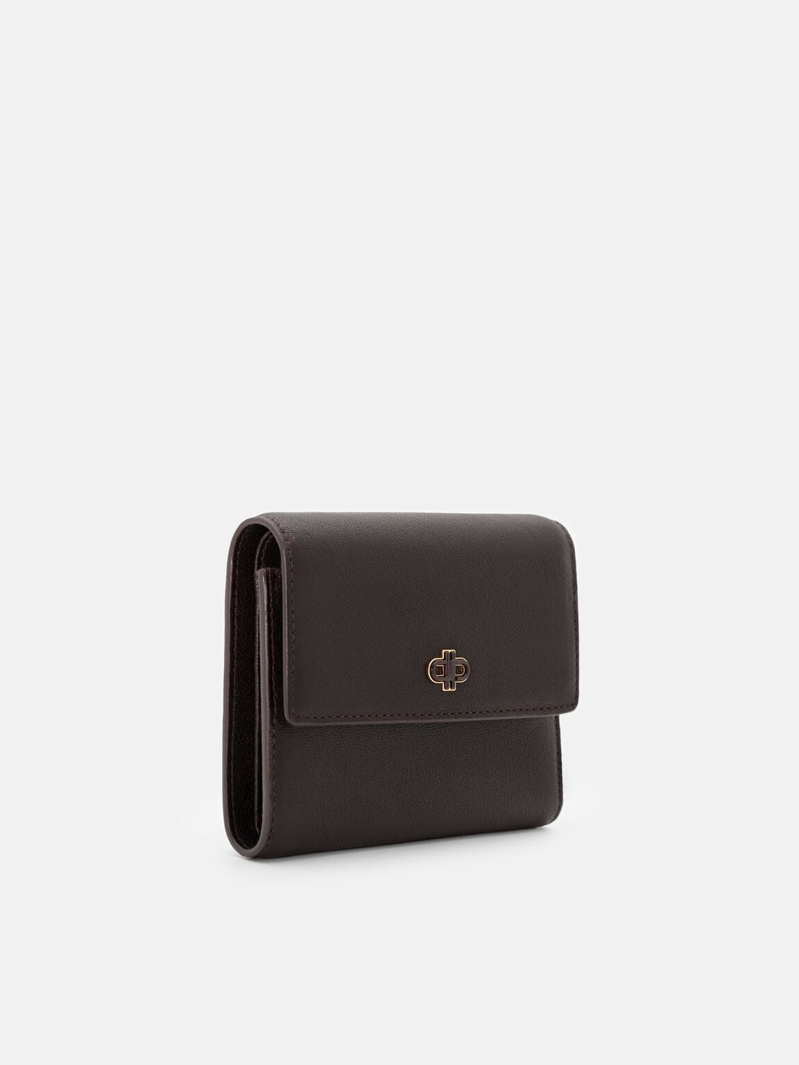 Leather Tri-Fold Wallet, Dark Brown, hi-res