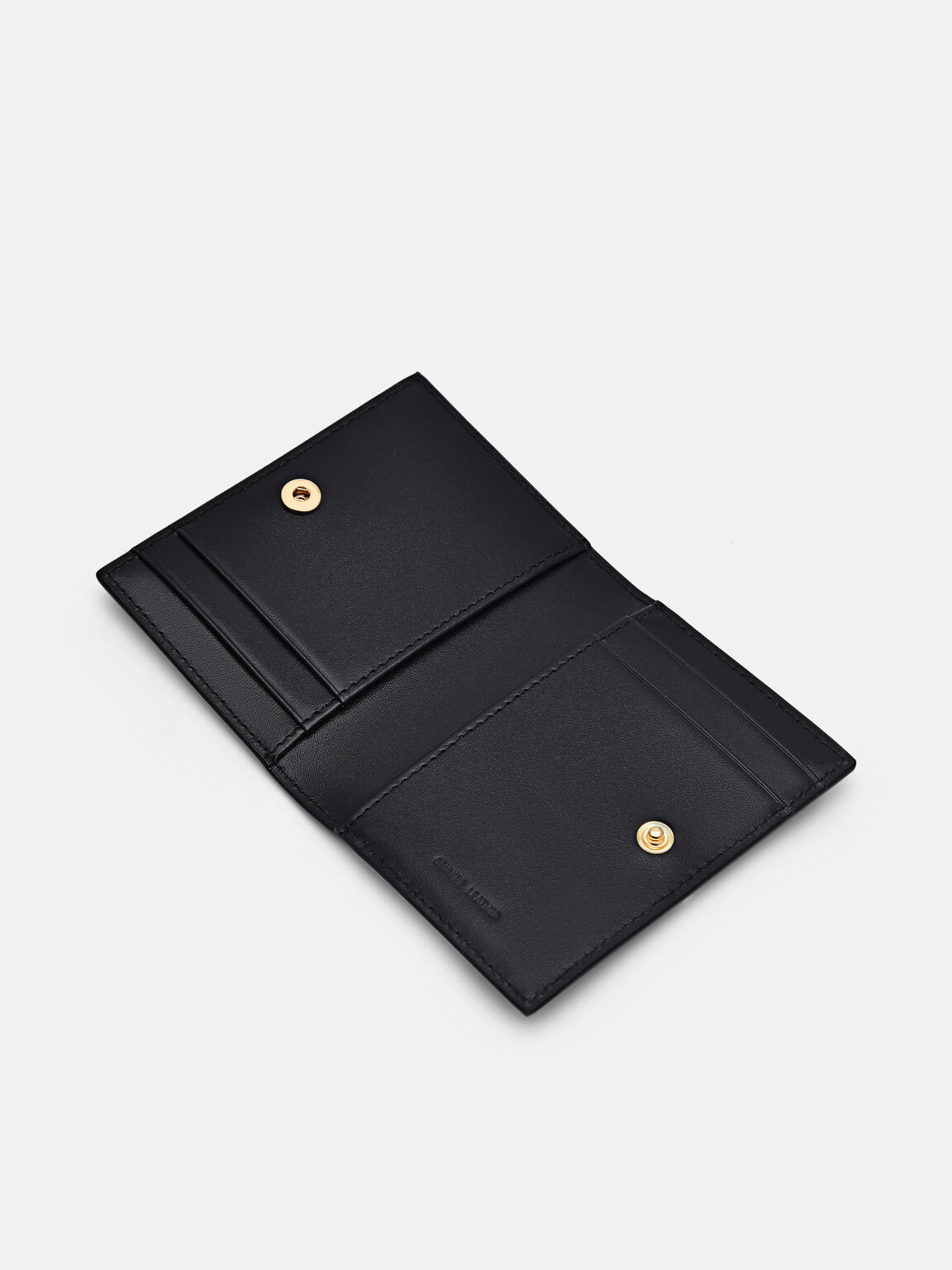 Leather Bi-Fold Card Holder, Black, hi-res