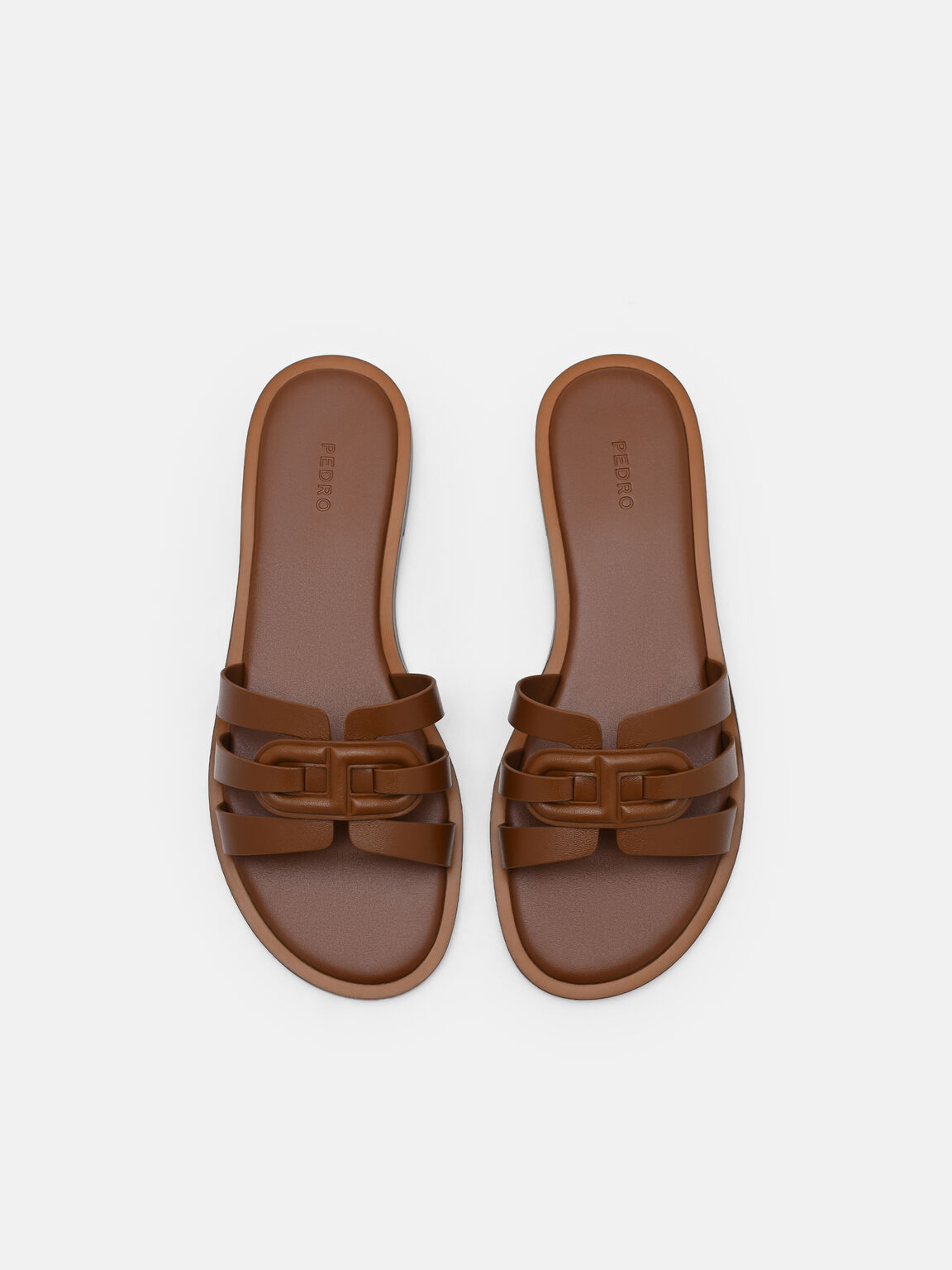 Carmel Leather Slide Sandals, Cognac, hi-res