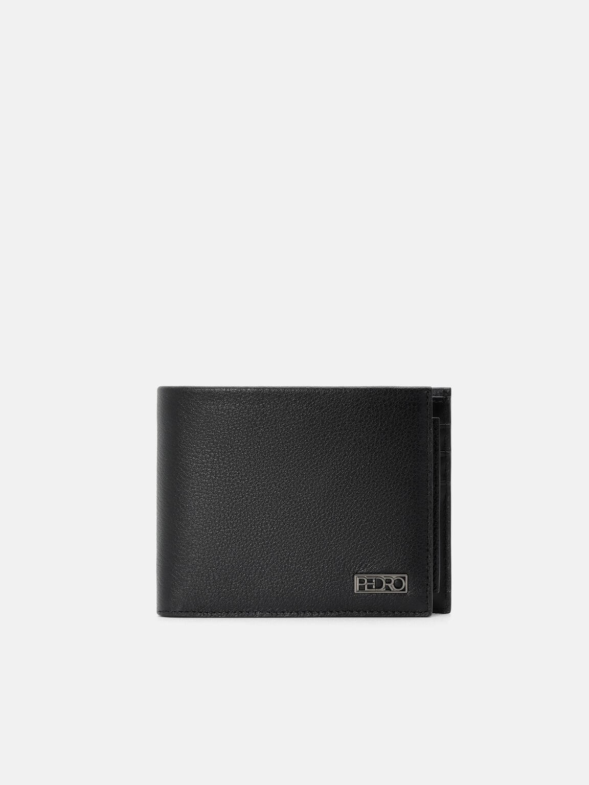 Embossed Leather Bi-Fold Wallet with Insert, Black Tumble, hi-res