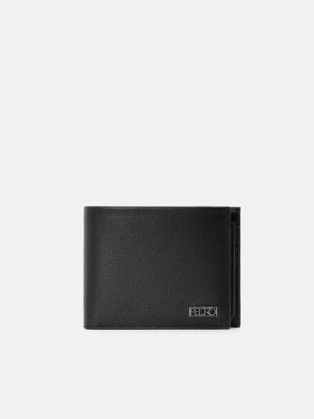 Embossed Leather Bi-Fold Wallet with Insert, Black Tumble, hi-res