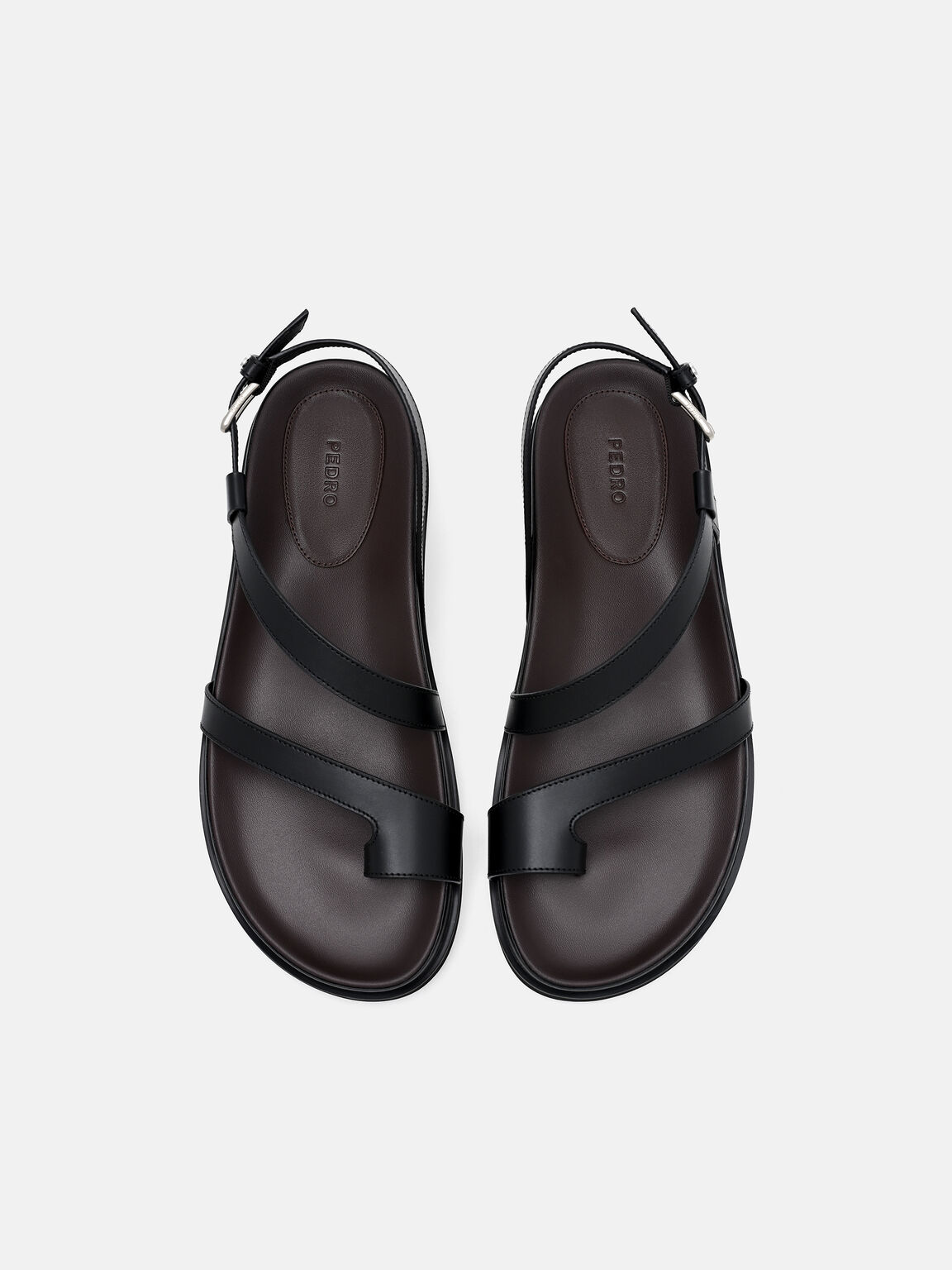 Gi&agrave;y sandals đế bệt mũi tr&ograve;n, Đen, hi-res