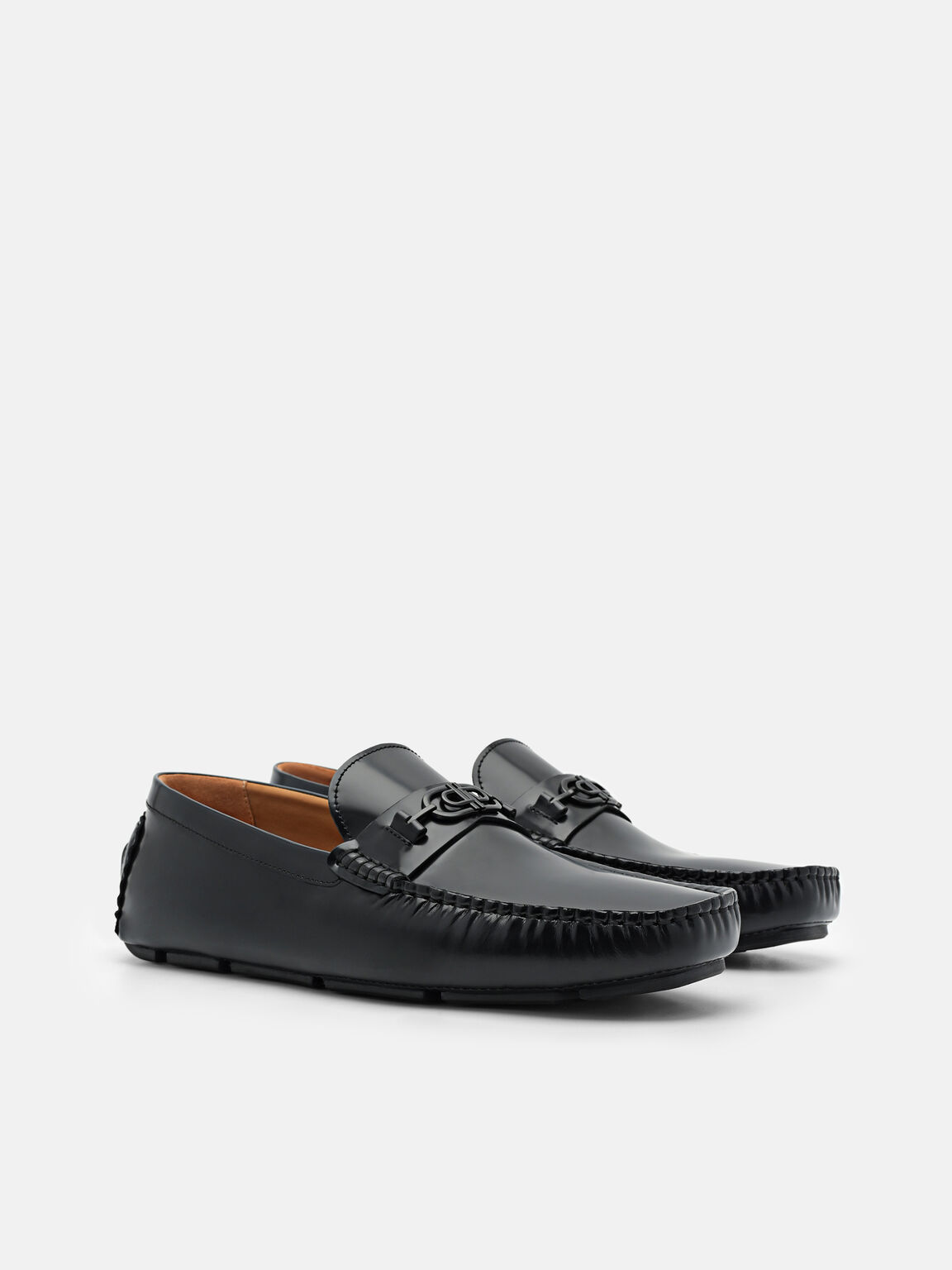 Gi&agrave;y lười mũi vu&ocirc;ng Icon Leather, Đen, hi-res