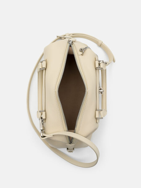 Mirelle Leather Bowling Bag, Beige Tumble, hi-res