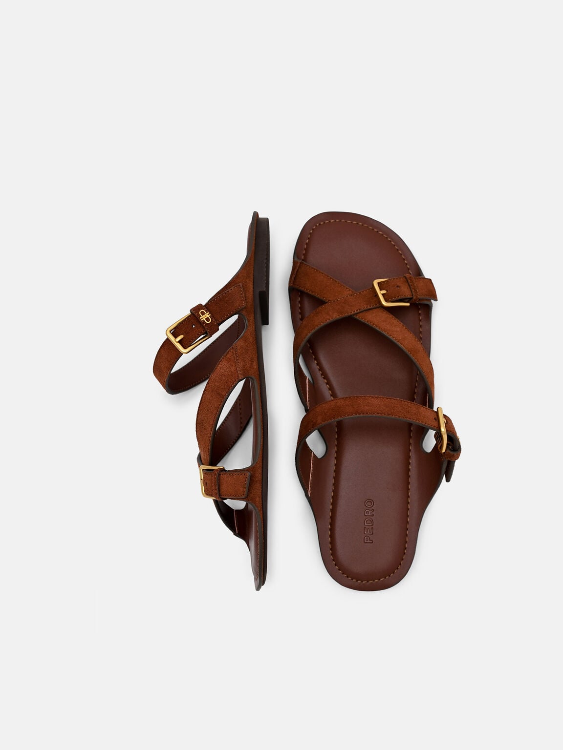 Gi&agrave;y sandals đế bệt quai ch&eacute;o, N&acirc;u Đỏ, hi-res