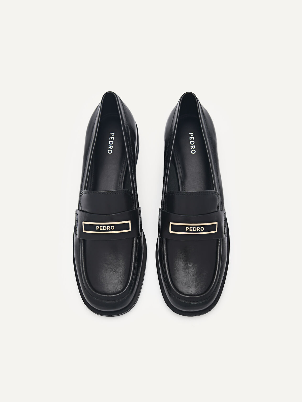 Bianca Leather Loafers, Black, hi-res