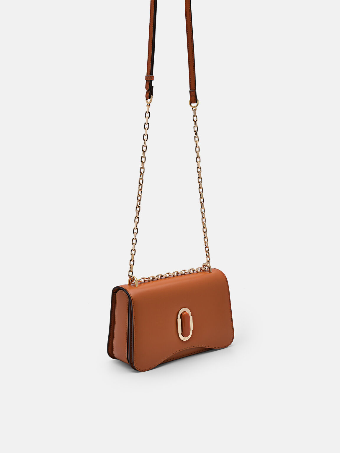 Túi đeo chéo phom chữ nhật Studio Rift Leather, Cam