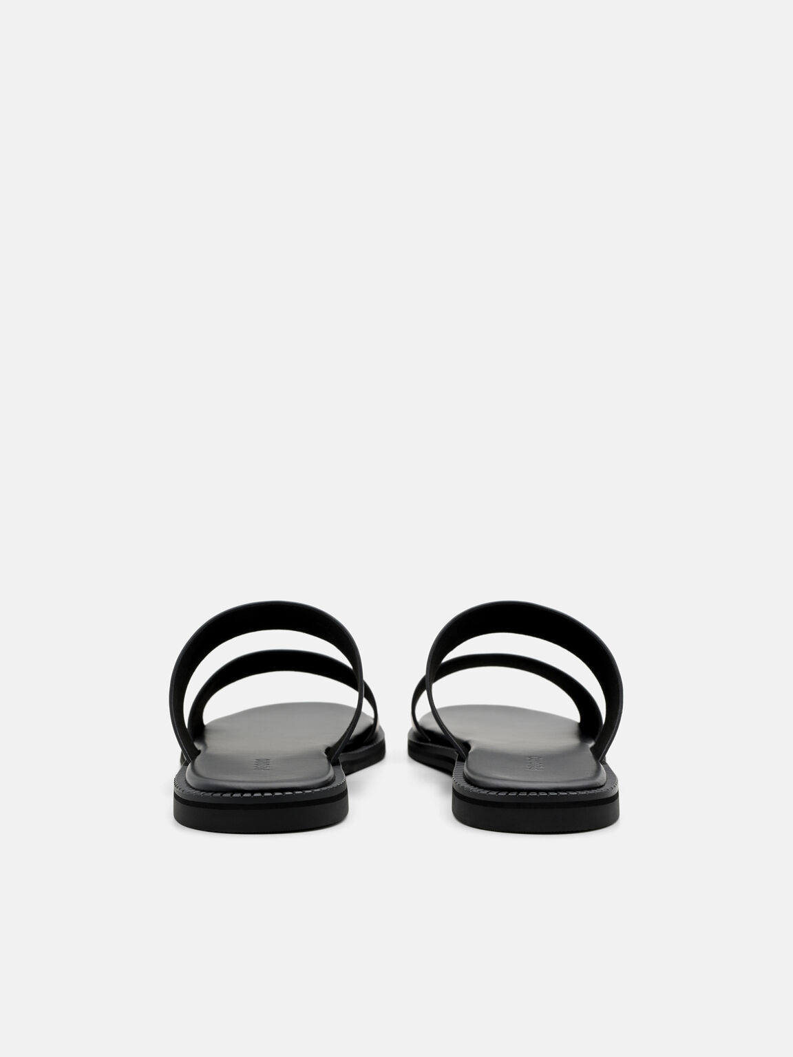 Leather Double-Strap Slide Sandals, Black, hi-res