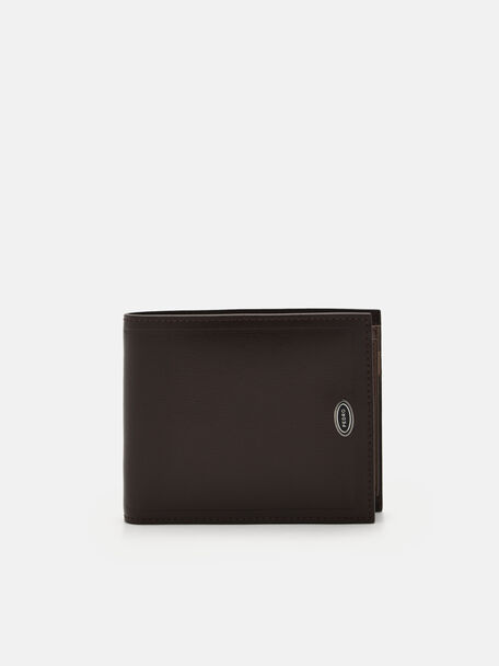 Leather Bi-Fold Wallet with Insert, Dark Brown, hi-res