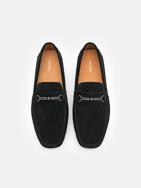 Giày lười mũi tròn Alistair Suede, Đen, hi-res