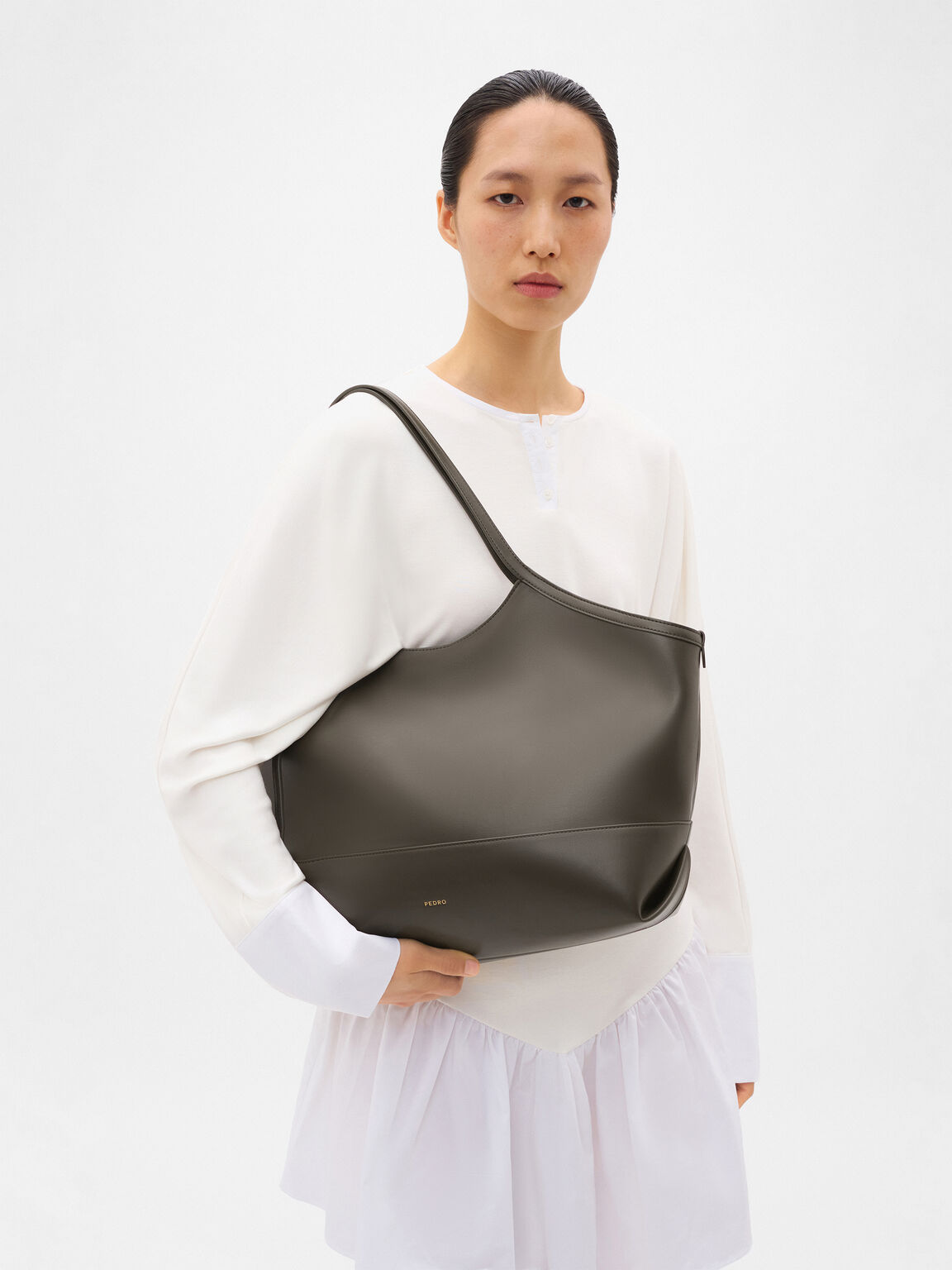 T&uacute;i tote h&igrave;nh thang Melka Oversized, Xanh Olive, hi-res