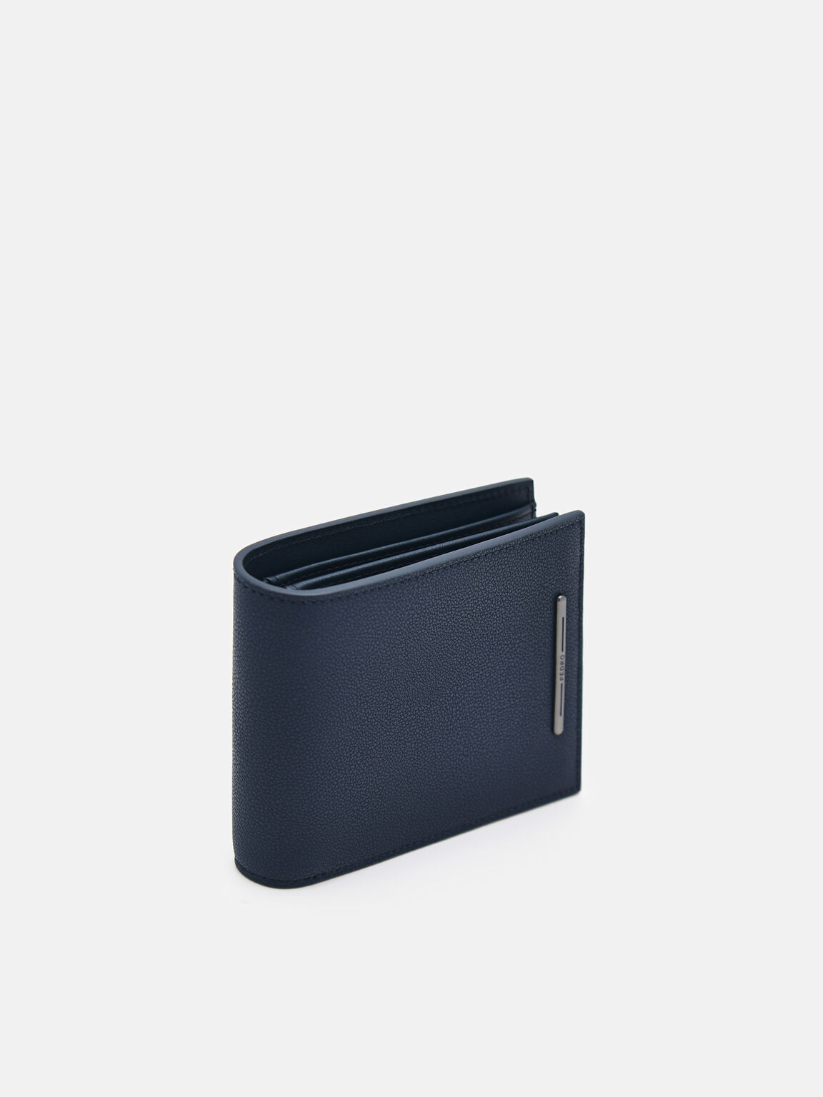 Leather Bi-Fold Flip Wallet, Navy, hi-res