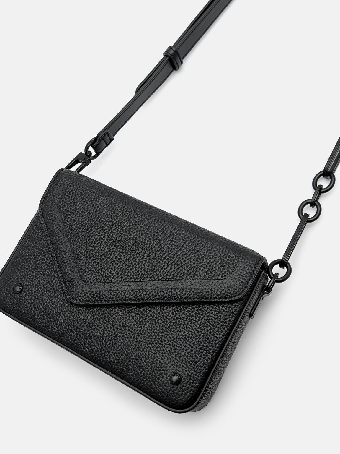 Taper Leather Boxy Sling Bag, Black, hi-res