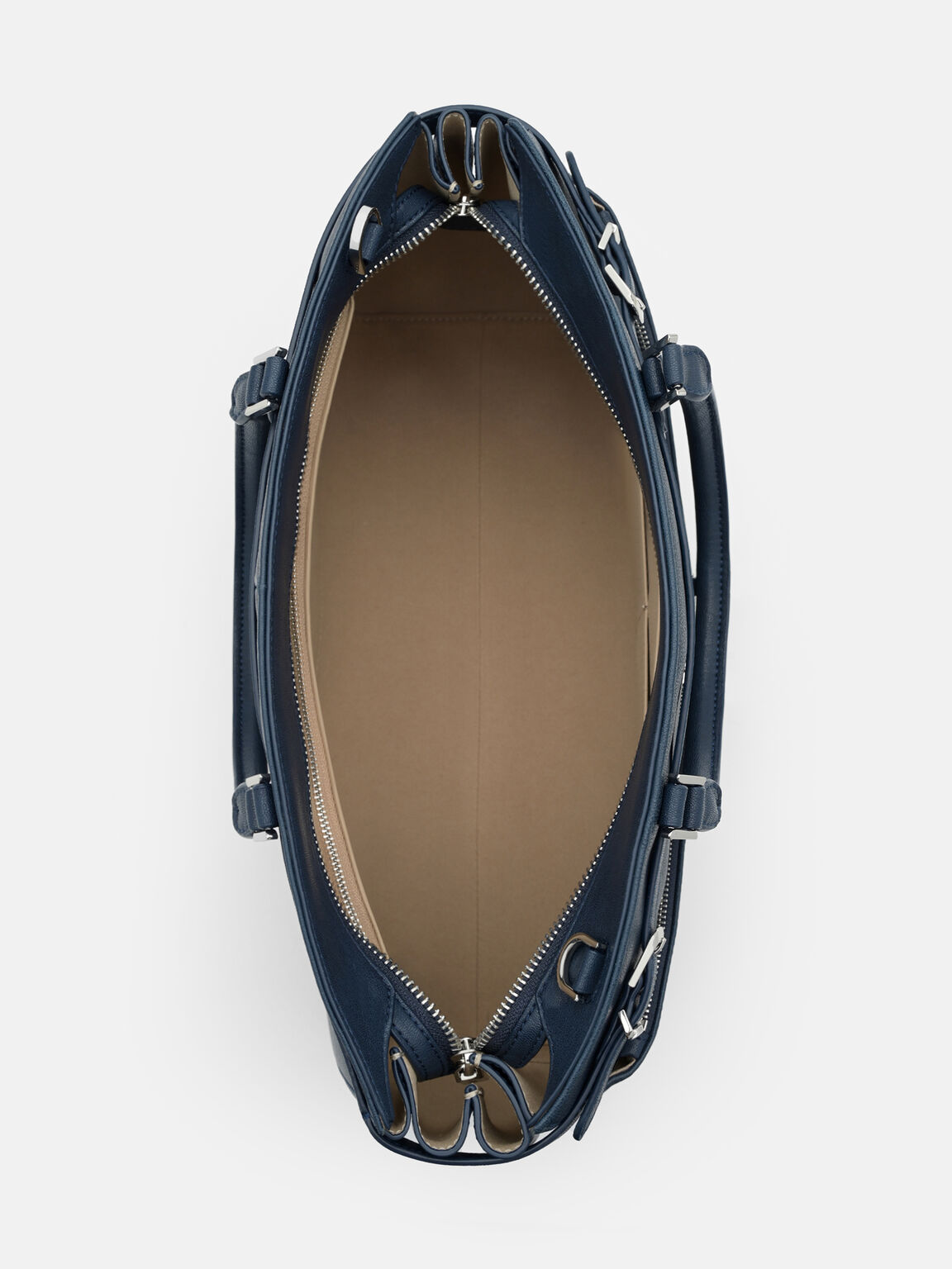 Vienna Leather Satchel Bag, Navy, hi-res