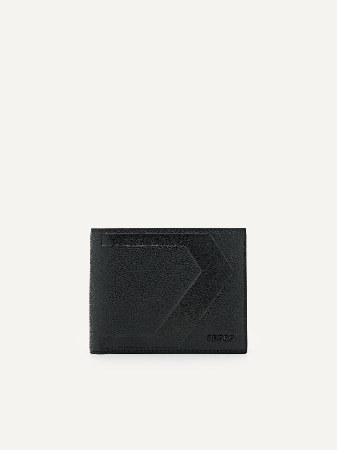 Ví dáng ngắn Leather Bi-Fold, Đen