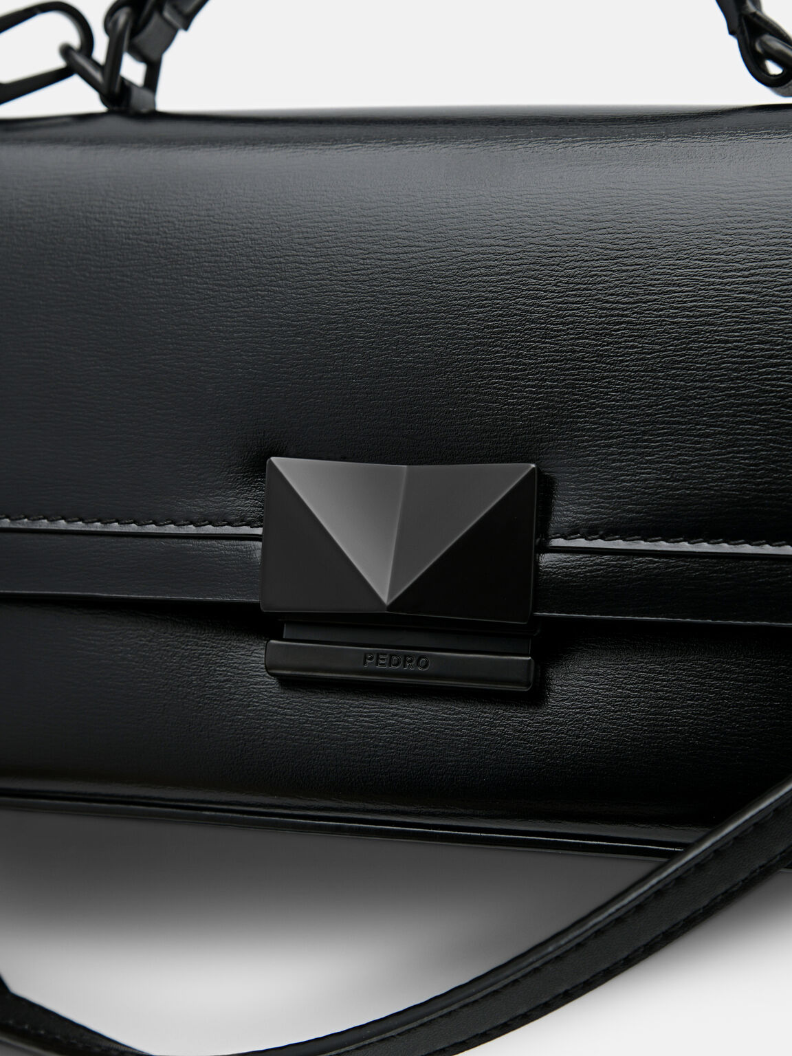 Túi xách hình thang Studio Pixel Leather Mini, Đen, hi-res