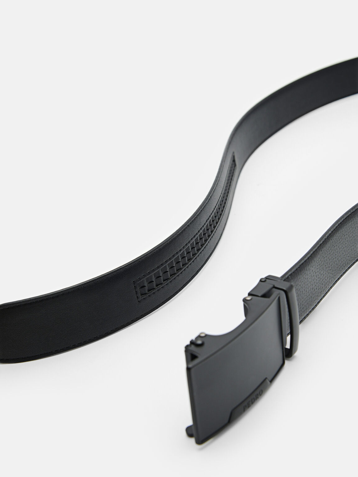 Thắt lưng bản vừa Leather Automatic, Đen, hi-res