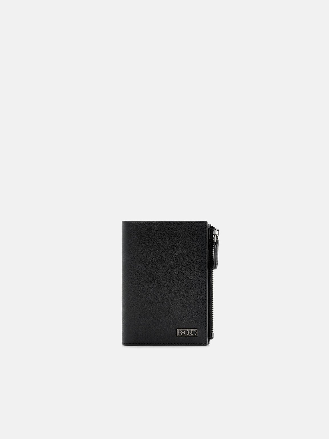 V&iacute; đựng thẻ gập đ&ocirc;i Leather, Đen v&acirc;n, hi-res