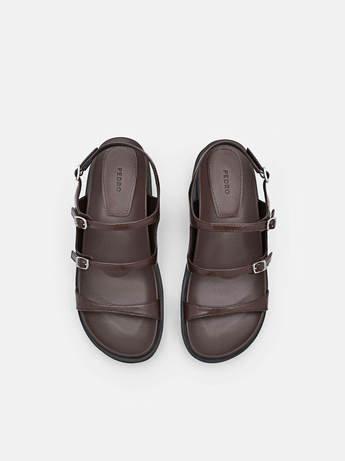 Giày sandals đế cao Chunky, Nâu Đậm, hi-res