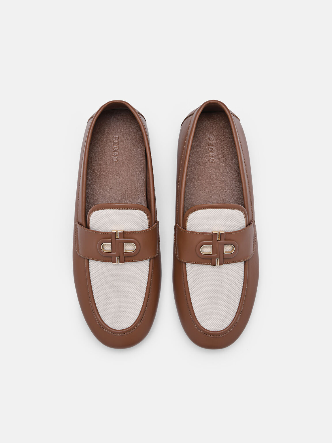 Giày lười mũi tròn Icon Leather, Nâu, hi-res