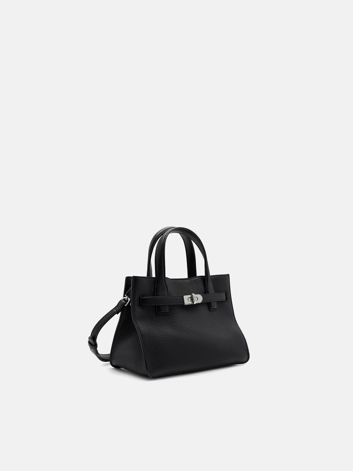 Danielle Small Leather Handbag, Black Tumble, hi-res
