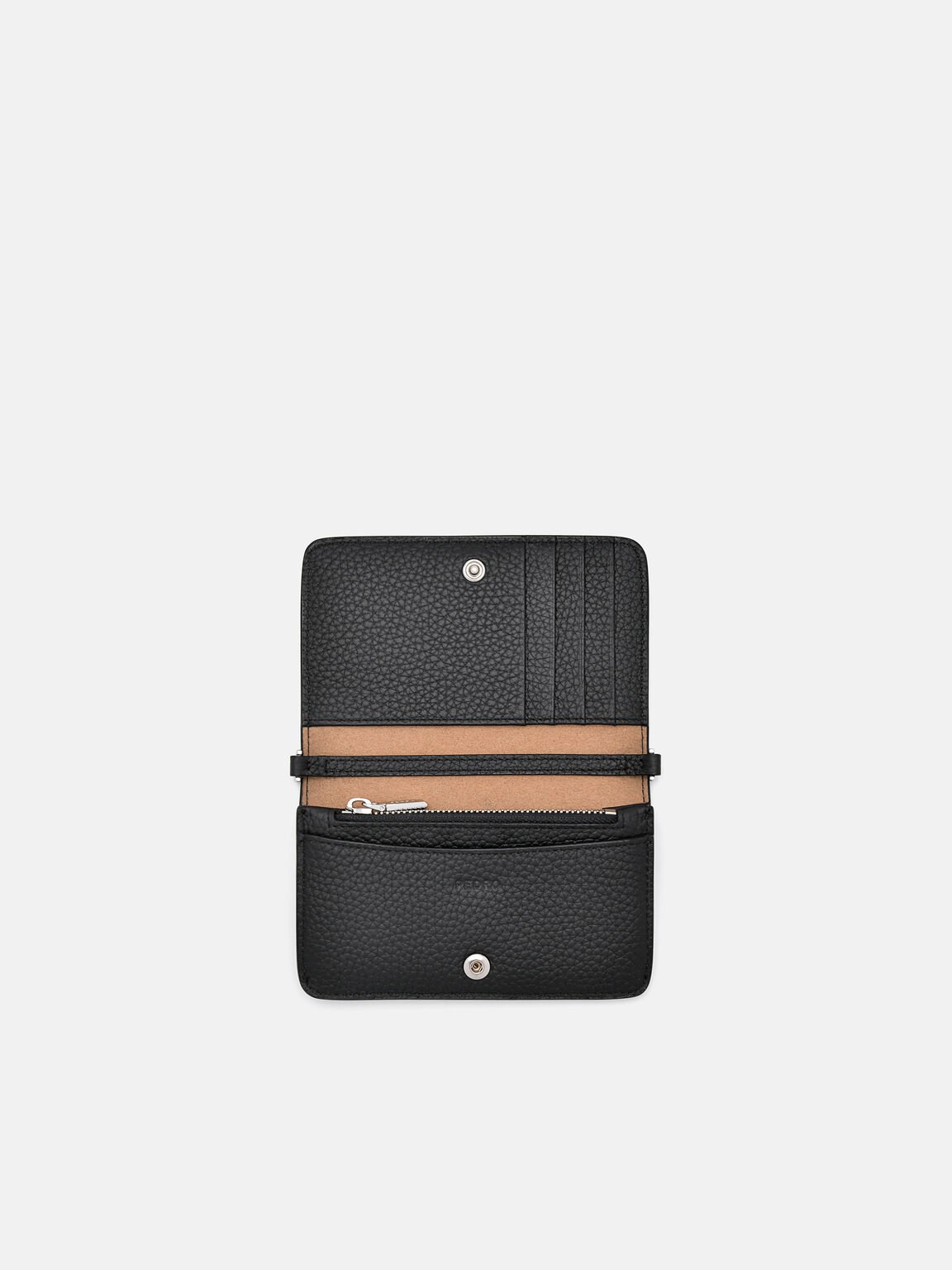 Ví dài dáng gập Embossed Leather, Đen